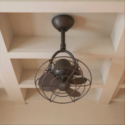 Urban Ambiance - Ceiling Fan - UMC9158 Modern Farmhouse Indoor/Outdoor Ceiling Fan, 14" (Plus Downrod) H x 13" W x 13" D, Textured Bronze Finish, Surnica Collection -