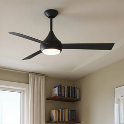 Urban Ambiance - Ceiling Fan - UMC9173 Modern Indoor/Outdoor Ceiling Fan, 9" (Plus Downrod) H x 52" W x 52" D, Matte Black Finish, Asquell Collection -