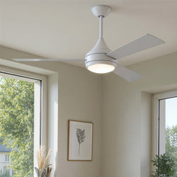 Urban Ambiance - Ceiling Fan - UMC9178 Modern Indoor/Outdoor Ceiling Fan, 9" (Plus Downrod) H x 52" W x 52" D, Gloss White Finish, Asquell Collection -
