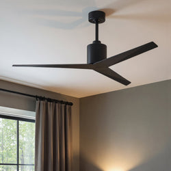 Urban Ambiance - Ceiling Fan - UMC9180 Modern Indoor/Outdoor Ceiling Fan, 12" (Plus Downrod) H x 56" W x 56" D, Matte Black Finish, Briswynne Collection -