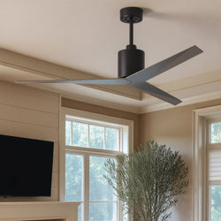 Urban Ambiance - Ceiling Fan - UMC9181 Scandinavian Indoor/Outdoor Ceiling Fan, 12" (Plus Downrod) H x 56" W x 56" D, Matte Black Finish, Briswynne Collection -