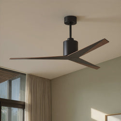 Urban Ambiance - Ceiling Fan - UMC9182 Minimalist Indoor/Outdoor Ceiling Fan, 12" (Plus Downrod) H x 56" W x 56" D, Matte Black Finish, Briswynne Collection -