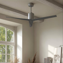 Urban Ambiance - Ceiling Fan - UMC9184 Modern Indoor/Outdoor Ceiling Fan, 12" (Plus Downrod) H x 56" W x 56" D, Brushed Nickel Finish, Briswynne Collection -