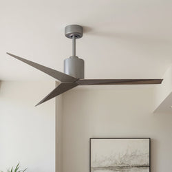 Urban Ambiance - Ceiling Fan - UMC9185 Industrial Indoor/Outdoor Ceiling Fan, 12" (Plus Downrod) H x 56" W x 56" D, Brushed Nickel Finish, Briswynne Collection -