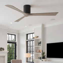 Urban Ambiance - Ceiling Fan - UMC9229 Contemporary Indoor/Outdoor Ceiling Fan, 10" H x 60" W x 60" D, Matte Black Finish, Aerwyn Collection -