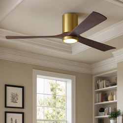 Urban Ambiance - Ceiling Fan - UMC9300 Art Deco Indoor/Outdoor Ceiling Fan, 12" H x 60" W x 60" D, Brushed Brass Finish, Aerwyn Collection -