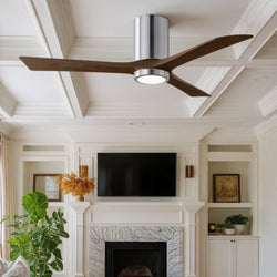 Urban Ambiance - Ceiling Fan - UMC9307 Scandinavian Indoor/Outdoor Ceiling Fan, 12" H x 52" W x 52" D, Polished Chrome Finish, Aerwyn Collection -