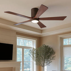Urban Ambiance - Ceiling Fan - UMC9344 Industrial Indoor/Outdoor Ceiling Fan, 12" H x 52" W x 52" D, Walnut Tone Finish, Aerwyn Collection -