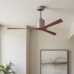 Urban Ambiance - Ceiling Fan - UMC9391 Scandinavian Indoor/Outdoor Ceiling Fan, 12" (Plus Downrod) H x 56" W x 56" D, Brushed Nickel Finish, Loquessa Collection -