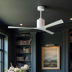 Urban Ambiance - Ceiling Fan - UMC9392 Natural Indoor/Outdoor Ceiling Fan, 12" (Plus Downrod) H x 56" W x 56" D, Gloss White Finish, Loquessa Collection -