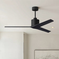 Urban Ambiance - Ceiling Fan - UMC9394 Modern Indoor/Outdoor Ceiling Fan, 12" (Plus Downrod) H x 60" W x 60" D, Matte Black Finish, Loquessa Collection -