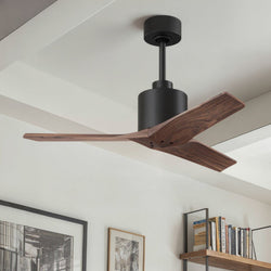Urban Ambiance - Ceiling Fan - UMC9395 Natural Indoor/Outdoor Ceiling Fan, 12" (Plus Downrod) H x 42" W x 42" D, Matte Black Finish, Loquessa Collection -