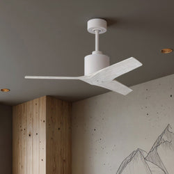 Urban Ambiance - Ceiling Fan - UMC9397 Modern Indoor/Outdoor Ceiling Fan, 12" (Plus Downrod) H x 42" W x 42" D, Matte White Finish, Loquessa Collection -