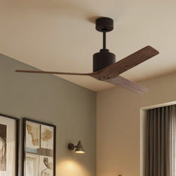 Urban Ambiance - Ceiling Fan - UMC9400 Modern Indoor/Outdoor Ceiling Fan, 12" (Plus Downrod) H x 60" W x 60" D, Textured Bronze Finish, Loquessa Collection -