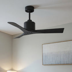Urban Ambiance - Ceiling Fan - UMC9410 Scandinavian Indoor/Outdoor Ceiling Fan, 12" (Plus Downrod) H x 42" W x 42" D, Matte Black Finish, Breecelyn Collection -