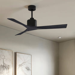 Urban Ambiance - Ceiling Fan - UMC9411 Minimalist Indoor/Outdoor Ceiling Fan, 12" (Plus Downrod) H x 52" W x 52" D, Matte Black Finish, Breecelyn Collection -