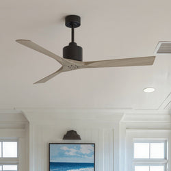 Urban Ambiance - Ceiling Fan - UMC9415 Modern Indoor/Outdoor Ceiling Fan, 12" (Plus Downrod) H x 60" W x 60" D, Matte Black Finish, Breecelyn Collection -