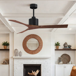 Urban Ambiance - Ceiling Fan - UMC9418 Modern Indoor/Outdoor Ceiling Fan, 12" (Plus Downrod) H x 52" W x 52" D, Matte Black Finish, Breecelyn Collection -