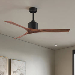 Urban Ambiance - Ceiling Fan - UMC9419 Minimalist Indoor/Outdoor Ceiling Fan, 12" (Plus Downrod) H x 60" W x 60" D, Matte Black Finish, Breecelyn Collection -