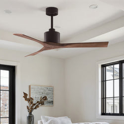 Urban Ambiance - Ceiling Fan - UMC9425 Urban Loft Indoor/Outdoor Ceiling Fan, 12" (Plus Downrod) H x 52" W x 52" D, Textured Bronze Finish, Breecelyn Collection -