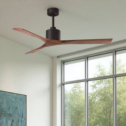 Urban Ambiance - Ceiling Fan - UMC9426 Modern Indoor/Outdoor Ceiling Fan, 12" (Plus Downrod) H x 60" W x 60" D, Textured Bronze Finish, Breecelyn Collection -