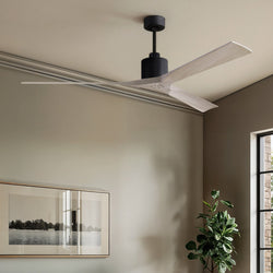 Urban Ambiance - Ceiling Fan - UMC9429 Industrial Indoor/Outdoor Ceiling Fan, 12" (Plus Downrod) H x 72" W x 72" D, Matte Black Finish, Breecelyn Collection -