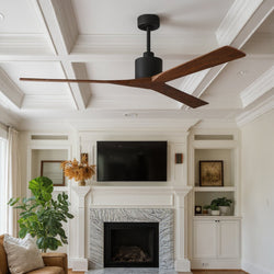 Urban Ambiance - Ceiling Fan - UMC9431 Modern Indoor/Outdoor Ceiling Fan, 12" (Plus Downrod) H x 72" W x 72" D, Matte Black Finish, Breecelyn Collection -