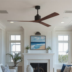 Urban Ambiance - Ceiling Fan - UMC9435 Modern Indoor/Outdoor Ceiling Fan, 12" (Plus Downrod) H x 72" W x 72" D, Textured Bronze Finish, Breecelyn Collection -