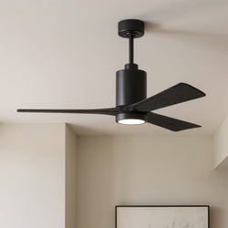 Urban Ambiance - Ceiling Fan - UMC9440 Modern Indoor/Outdoor Ceiling Fan, 14" (Plus Downrod) H x 52" W x 52" D, Matte Black Finish, Thistmere Collection -