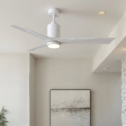 Urban Ambiance - Ceiling Fan - UMC9448 Scandinavian Indoor/Outdoor Ceiling Fan, 14" (Plus Downrod) H x 60" W x 60" D, Gloss White Finish, Thistmere Collection -