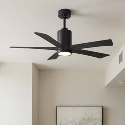Urban Ambiance - Ceiling Fan - UMC9451 Modern Farmhouse Indoor/Outdoor Ceiling Fan, 14" (Plus Downrod) H x 52" W x 52" D, Matte Black Finish, Thistmere Collection -