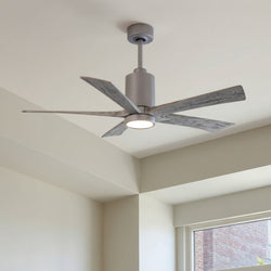 Urban Ambiance - Ceiling Fan - UMC9455 Farmhouse Indoor/Outdoor Ceiling Fan, 14" (Plus Downrod) H x 52" W x 52" D, Brushed Nickel Finish, Thistmere Collection -