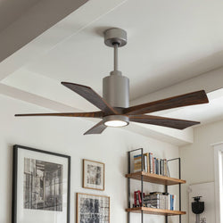 Urban Ambiance - Ceiling Fan - UMC9458 Farmhouse Indoor/Outdoor Ceiling Fan, 14" (Plus Downrod) H x 52" W x 52" D, Brushed Nickel Finish, Thistmere Collection -