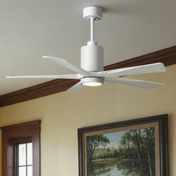 Urban Ambiance - Ceiling Fan - UMC9470 Farmhouse Indoor/Outdoor Ceiling Fan, 14" (Plus Downrod) H x 52" W x 52" D, Gloss White Finish, Thistmere Collection -