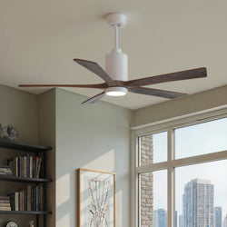 Urban Ambiance - Ceiling Fan - UMC9471 Modern Indoor/Outdoor Ceiling Fan, 14" (Plus Downrod) H x 60" W x 60" D, Gloss White Finish, Thistmere Collection -