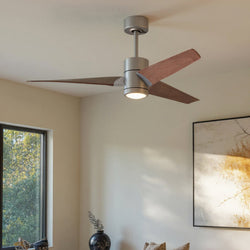 Urban Ambiance - Ceiling Fan - UMC9487 Traditional Indoor/Outdoor Ceiling Fan, 12" (Plus Downrod) H x 52" W x 52" D, Brushed Nickel Finish, Glimmereach Collection -