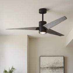 Urban Ambiance - Ceiling Fan - UMC9489 Farmhouse Indoor/Outdoor Ceiling Fan, 12" (Plus Downrod) H x 60" W x 60" D, Textured Bronze Finish, Glimmereach Collection -