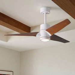 Urban Ambiance - Ceiling Fan - UMC9494 Modern Farmhouse Indoor/Outdoor Ceiling Fan, 12" (Plus Downrod) H x 52" W x 52" D, Gloss White Finish, Glimmereach Collection -