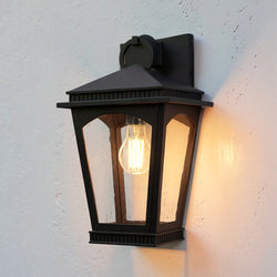 Urban Ambiance - Wall Sconce - UQL10122 Colonial Outdoor Wall Sconce, 13.25''H x 8.00''W x 8.75''Dep, Earth Black Finish, Kentwood Collection -