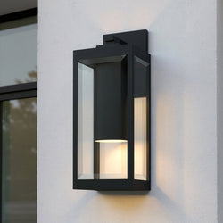 Urban Ambiance - Wall Sconce - UQL10231 Modern Outdoor Wall Sconce, 17.00''H x 6.00''W x 7.50''Dep, Earth Black Finish, Quincy Collection -