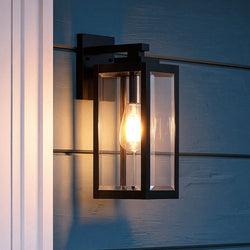Urban Ambiance - Outdoor Wall Light - UQL1330 Farmhouse Outdoor Wall Light, 14.25"H x 5"W, Black Finish, Quincy Collection -
