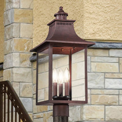 Urban Ambiance - Post Light - UQL1756 Vintage Outdoor Post Light, 21.75''H x 10.00''W x 10.00''D, Copper Bronze Finish, Viersen Collection -