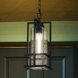 Urban Ambiance - Pendant - UQL1770 Industrial Outdoor Pendant, 17.25''H x 7.50''W x 7.50''D, Earth Black Finish, Sofia Collection -