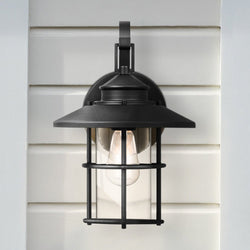 Urban Ambiance - Wall Sconce - UQL1793 Coastal Outdoor Wall Sconce, 14.00''H x 9.50''W x 10.50''D, Matte Black Finish, Ellendale Collection -