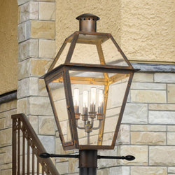 Urban Ambiance - Post Light - UQL1864 Vintage Outdoor Post Light, 26.00''H x 17.00''W x 13.50''D, Industrial Bronze Finish, Paris Collection -