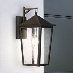 Urban Ambiance - Wall Sconce - UQL1870 Modern Rustic Outdoor Wall Sconce, 16.50''H x 7.75''W x 9.25''D, Mottled Black Finish, Elmwood Collection -