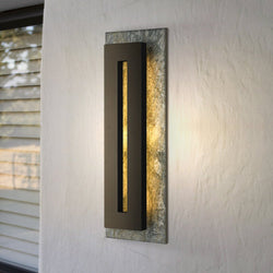Urban Ambiance - Wall Sconce - UQL1881 Luxe Industrial Outdoor Wall Sconce, 22.00''H x 8.00''W x 3.75''D, Earth Black Finish, Burnie Collection -