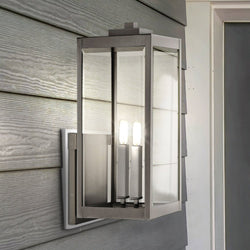 Urban Ambiance - Wall Sconce - UQL1891 Modern Farmhouse Outdoor Wall Sconce, 22.75''H x 9.00''W x 10.25''D, Stainless Steel Finish, Quincy Collection -