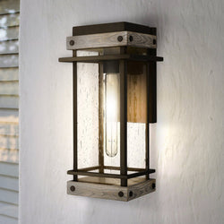 Urban Ambiance - Wall Sconce - UQL1931 Modern Farmhouse Outdoor Wall Sconce, 15.5''H x 7.5''W x 8.5''D, Matte Black Finish, Munich Collection -