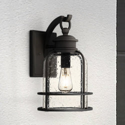 Urban Ambiance - Wall Sconce - UQL1941 Coastal Outdoor Wall Sconce, 14.5''H x 8.75''W x 9.75''D, Earth Black Finish, Lausanne Collection -